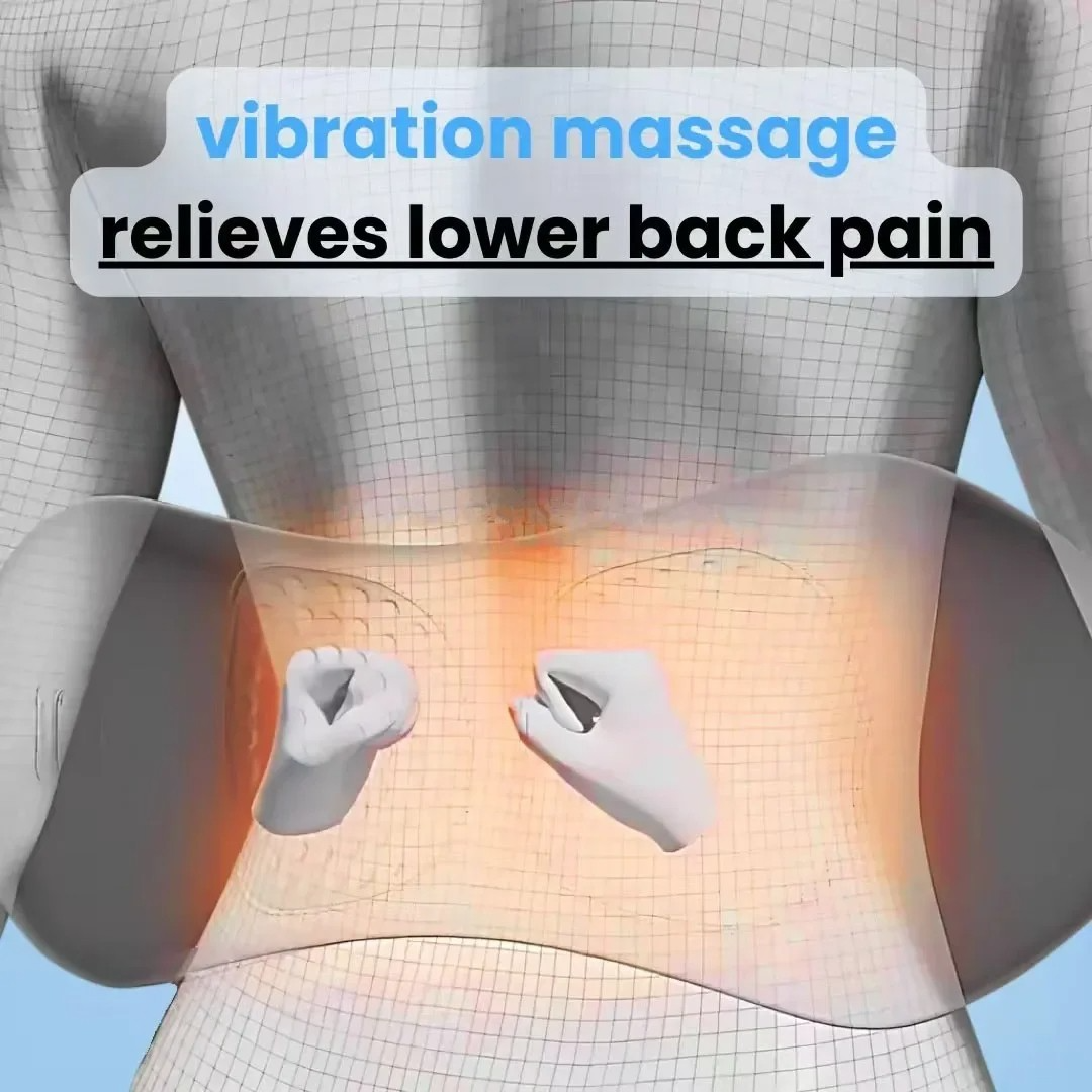 Ryggmassageapparat med värme och vibration, ländryggsstöd för ischiaslindring, ländryggssmärta och hållningskorrigering – 3-i-1 hemterapi