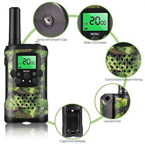Walkie talkie för barn | 22 kanaler | 5 km räckvidd | Kamouflagegrön