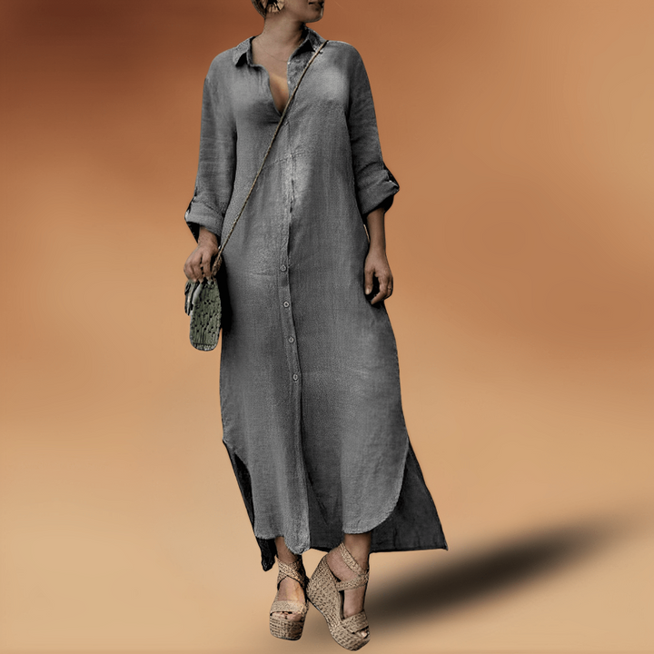 Elegant lang hørkjole
