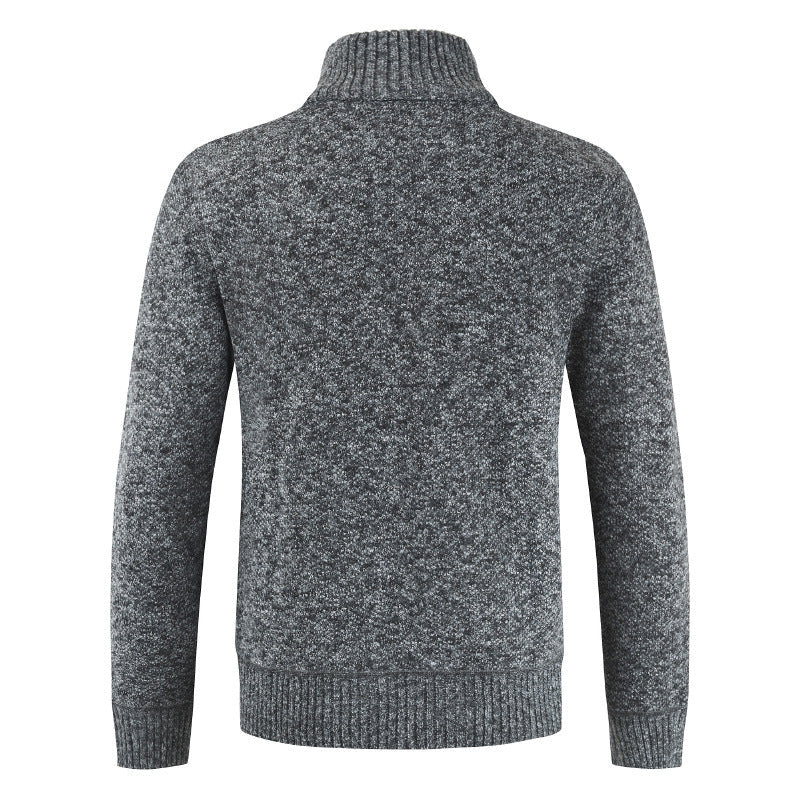 Herrtröja i ull med dragkedjekrage - Fodrad varm tröja