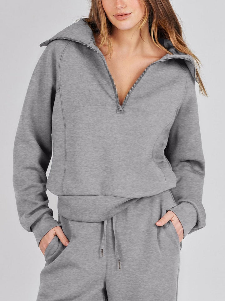 Loungewearset dam med halv dragkedja och raka ben