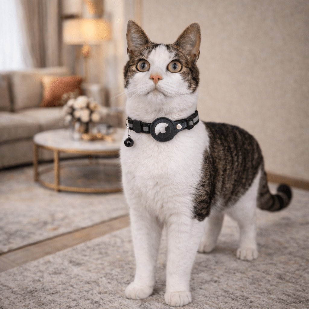 Justerbart katthalsband med GPS och reflex