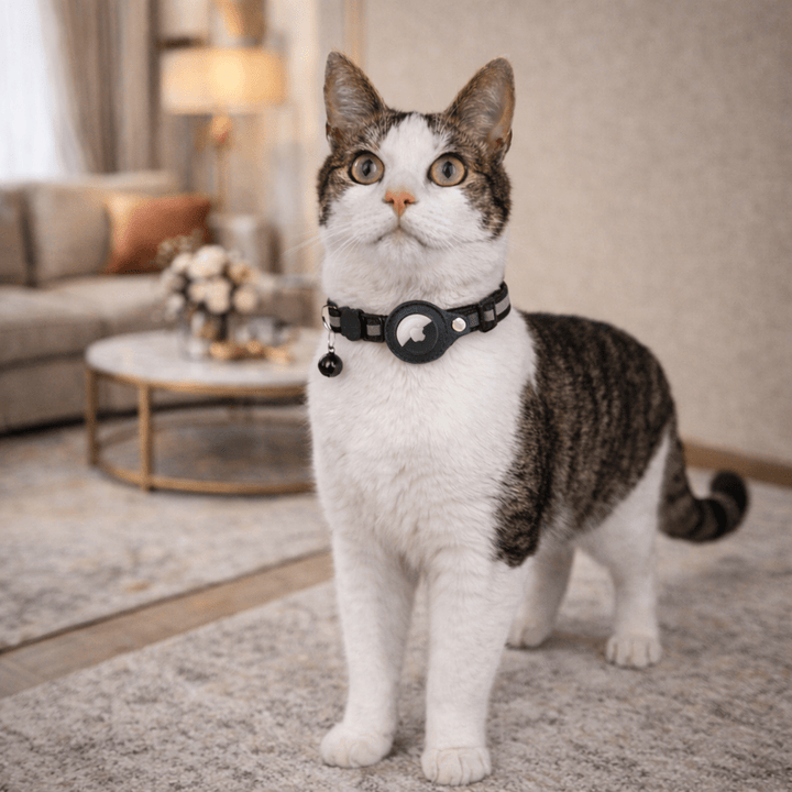 Justerbart katthalsband med GPS och reflex