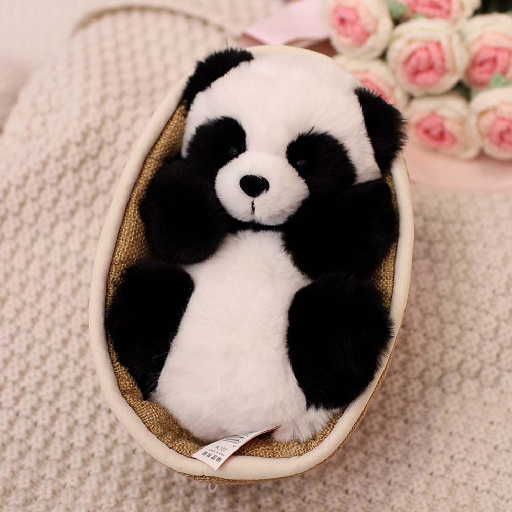 Pandagosedjur med löstagbar korg – mjuk fyllning & dekoration – 20 cm