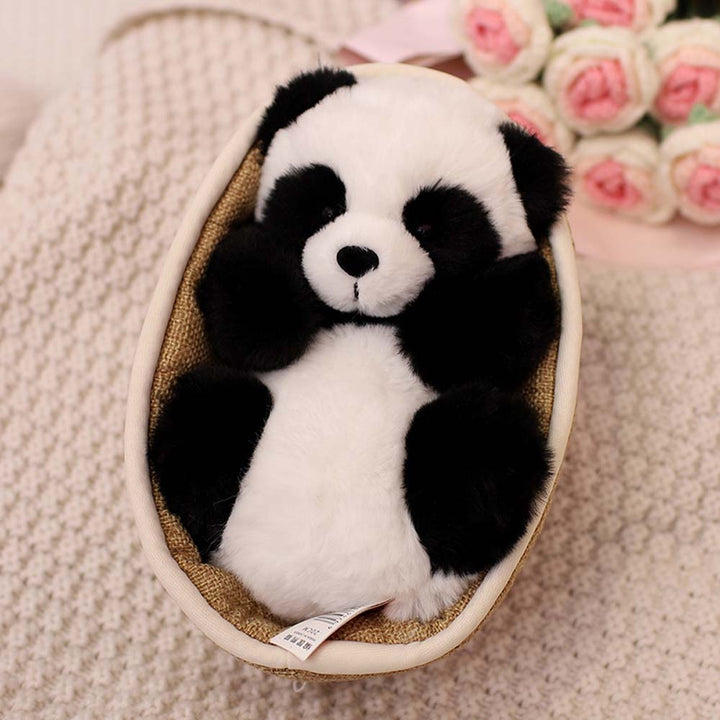 Pandagosedjur med löstagbar korg – mjuk fyllning & dekoration – 20 cm