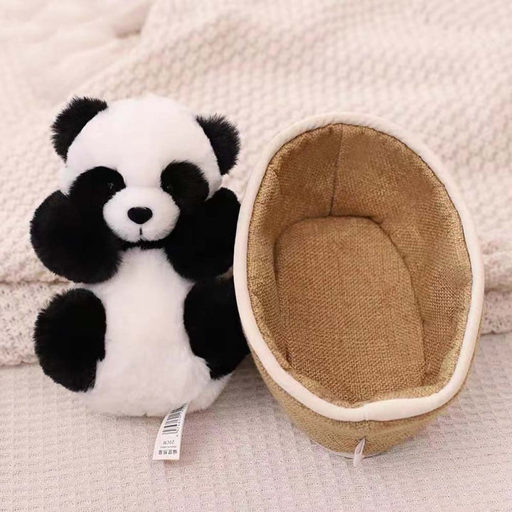 Pandagosedjur med löstagbar korg – mjuk fyllning & dekoration – 20 cm