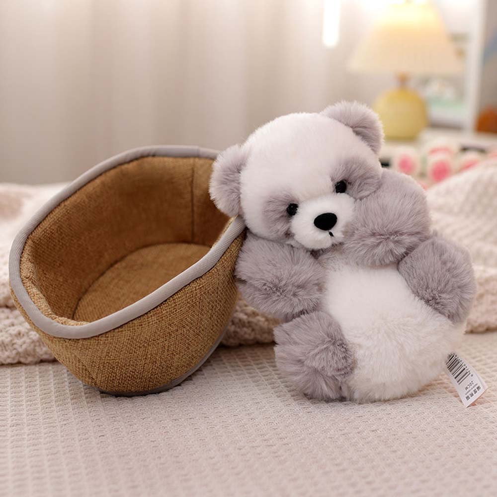 Pandagosedjur med löstagbar korg – mjuk fyllning & dekoration – 20 cm