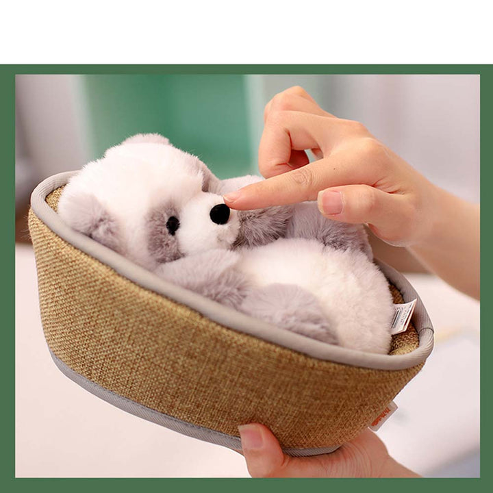 Pandagosedjur med löstagbar korg – mjuk fyllning & dekoration – 20 cm