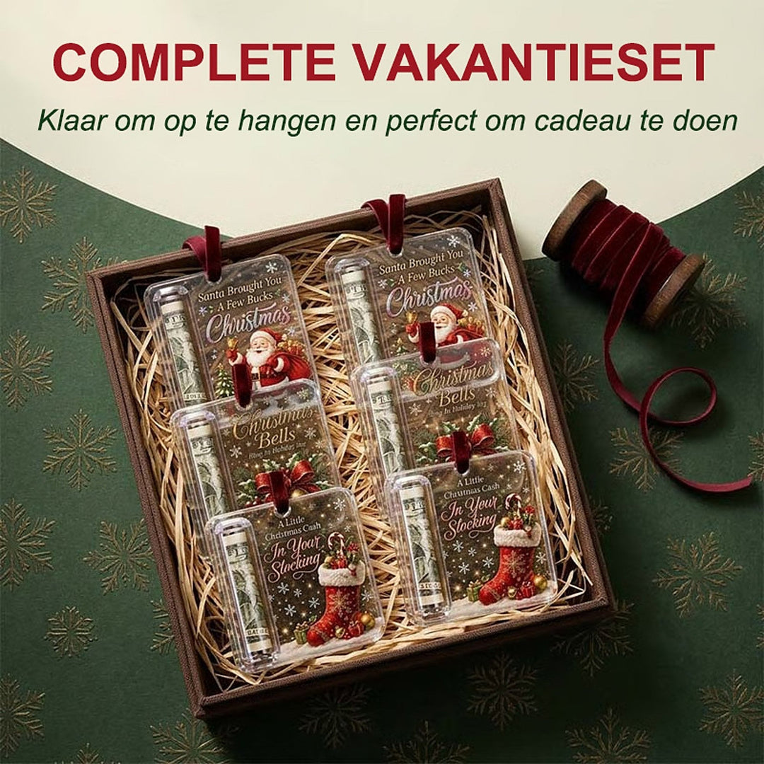 Julhänge pengahållare - Galge i klar akryl för rullade sedlar