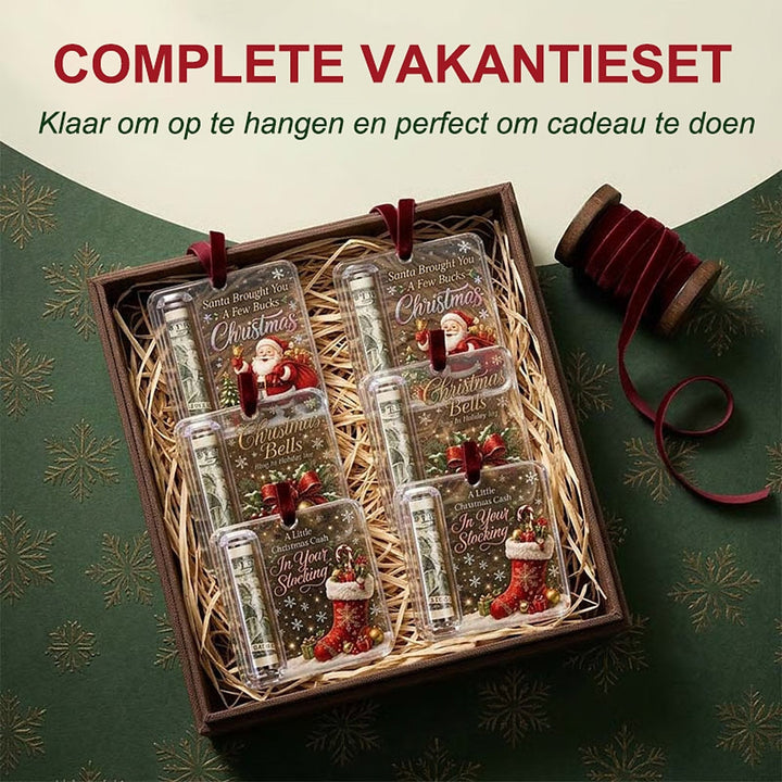 Julhänge pengahållare - Galge i klar akryl för rullade sedlar