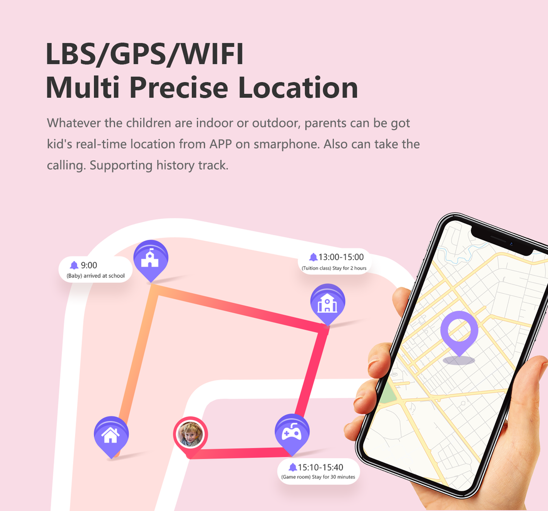 GPS-klocka för barn med tracker - videosamtal & vattentät