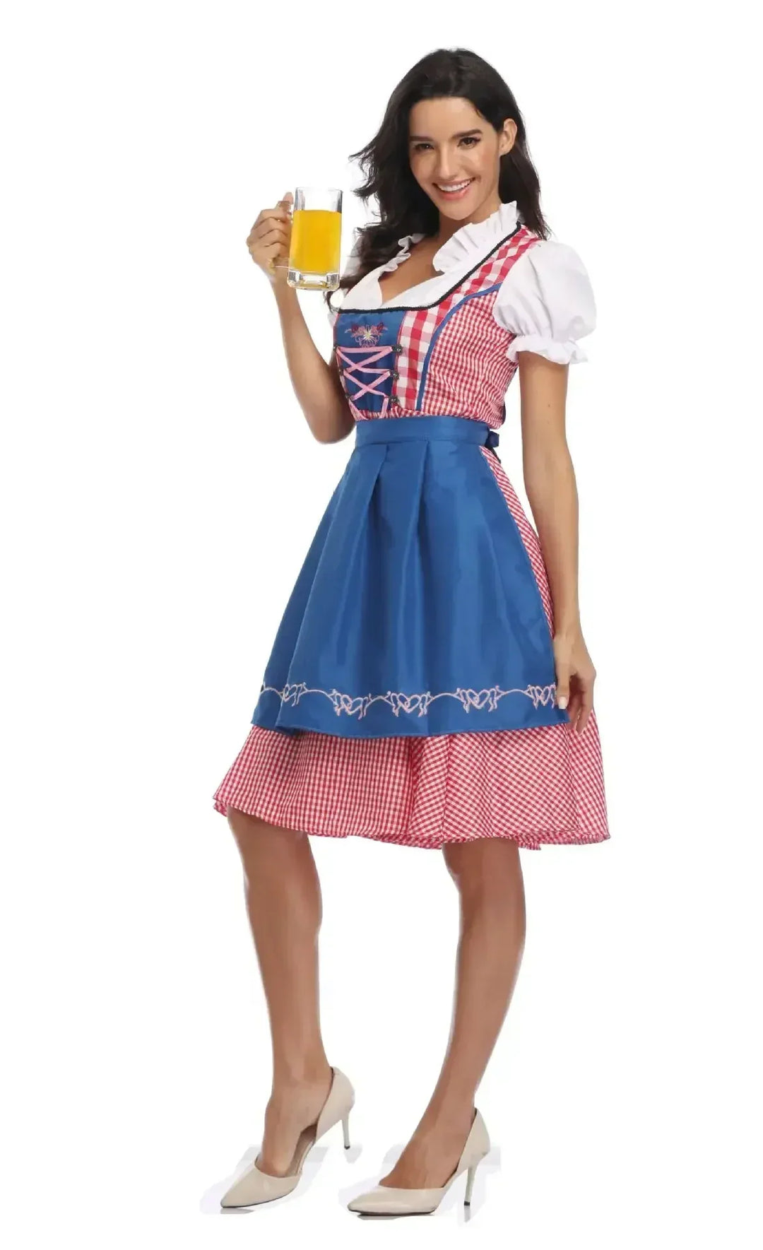 Klassiskt dirndlklänningsset för dam för Oktoberfest – traditionellt polyester