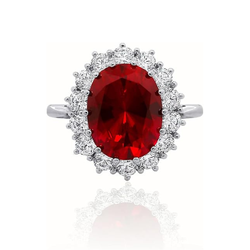 Elegant ring i vitguld med rubinaccent