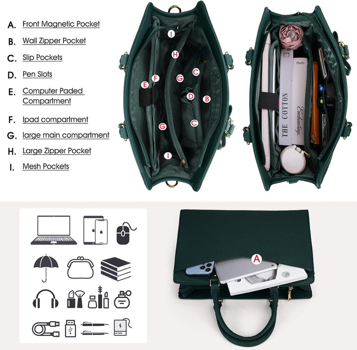 Vattentät Laptopväska i PU-Läder med Multifunktionell Design för Kvinnor