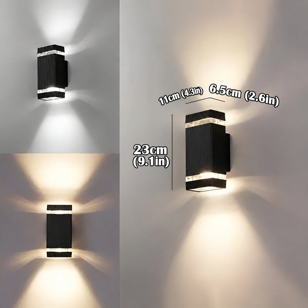 LED-vägglampa för utomhusbruk – modernt upp- och nedljus | Väderbeständig