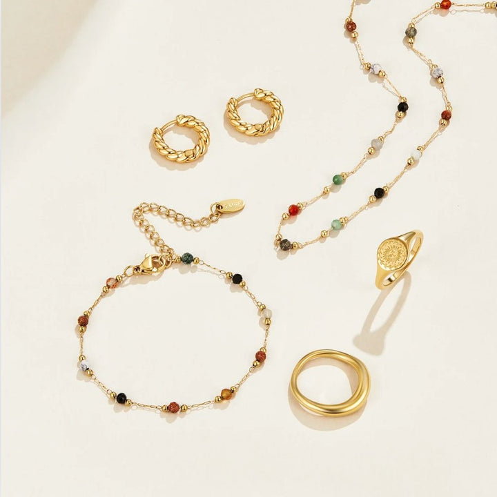 Lulu Beaded Halsband med natursten