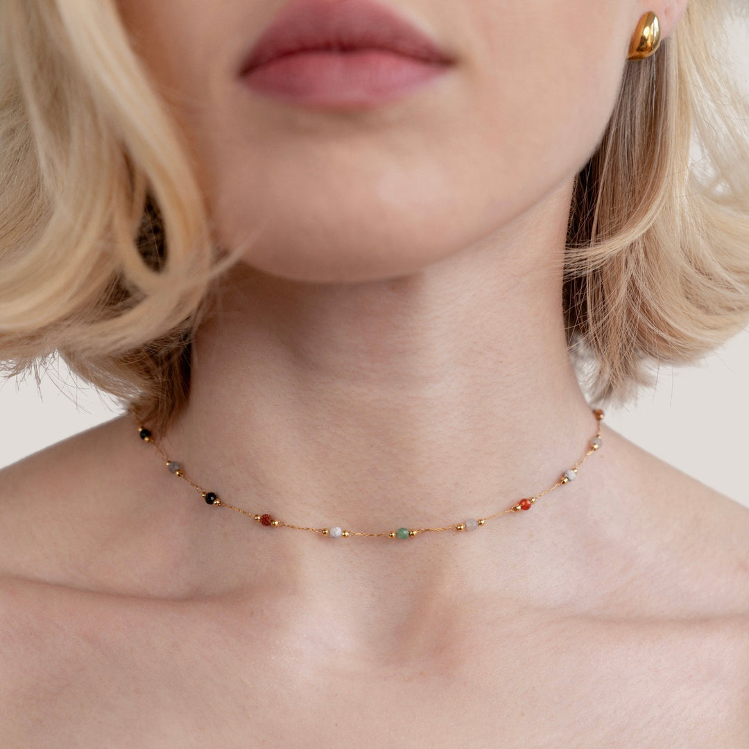 Lulu Beaded Halsband med natursten