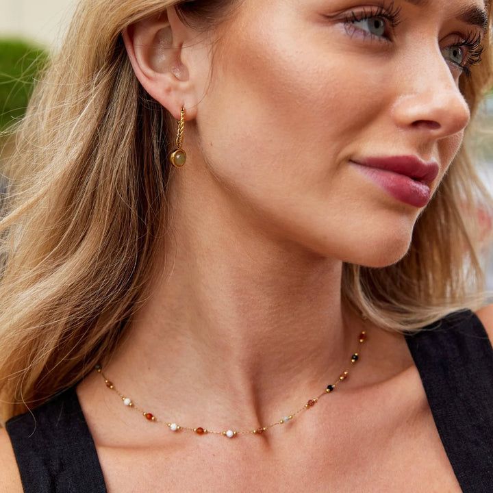Lulu Beaded Halsband med natursten