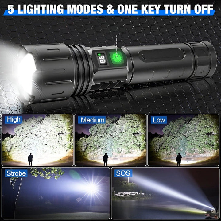 LumaBeam – Uppladdningsbar LED-ficklampa på 100 000 lumen med powerbank