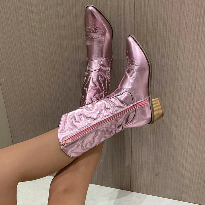 Eleganta cowboystövlar med metallicfinish