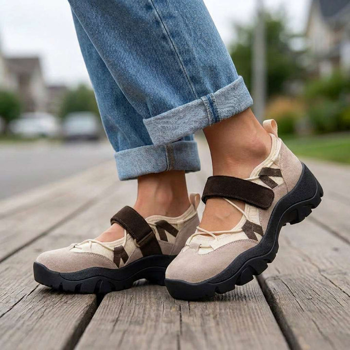 Sköna damslip-ons med kardborreband | Lätta slip-on-skor