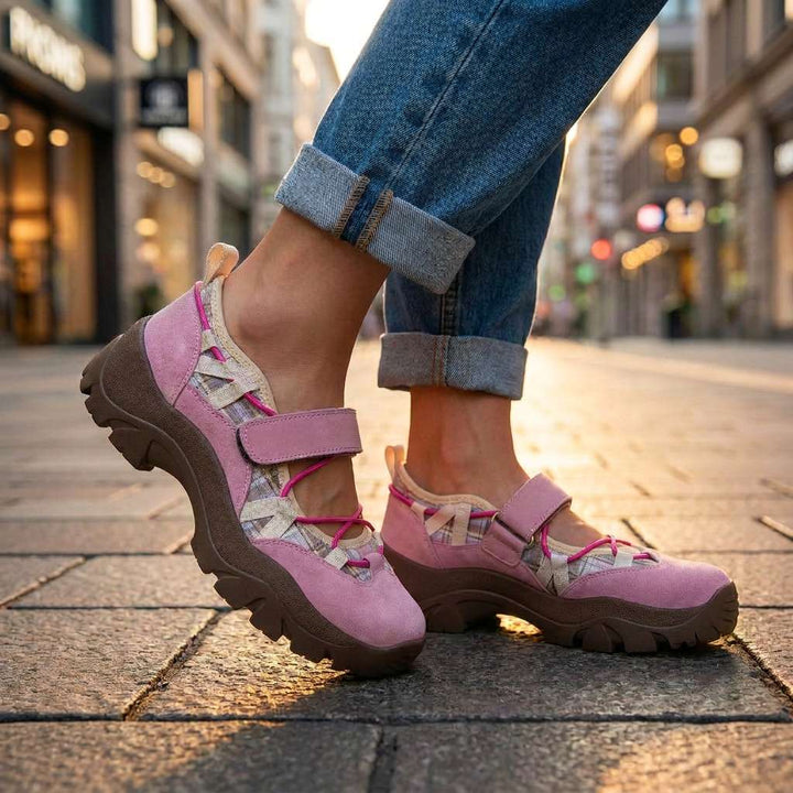 Sköna damslip-ons med kardborreband | Lätta slip-on-skor