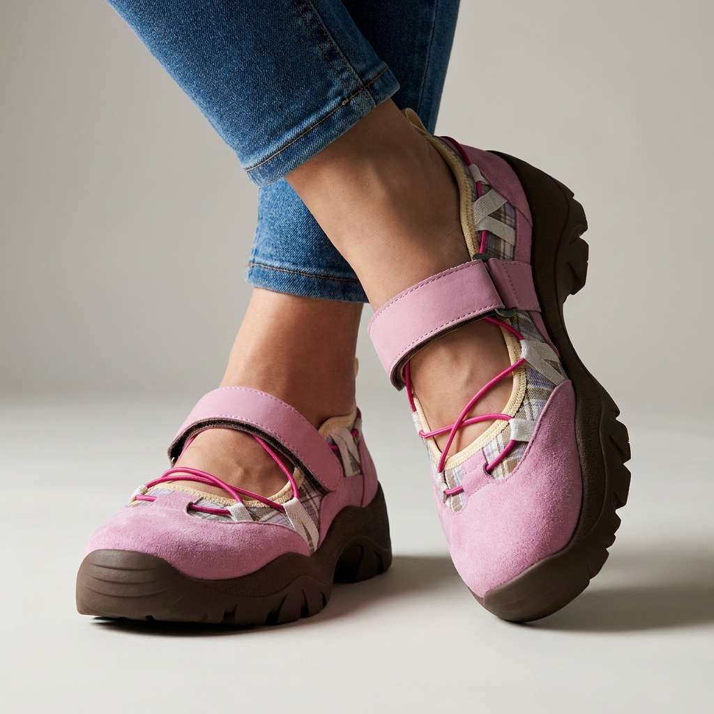 Sköna damslip-ons med kardborreband | Lätta slip-on-skor