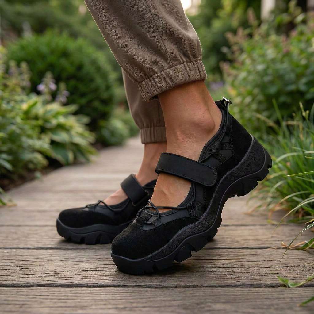 Sköna damslip-ons med kardborreband | Lätta slip-on-skor