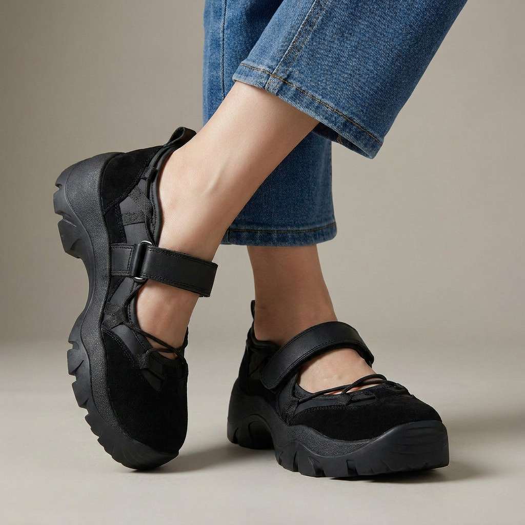 Sköna damslip-ons med kardborreband | Lätta slip-on-skor
