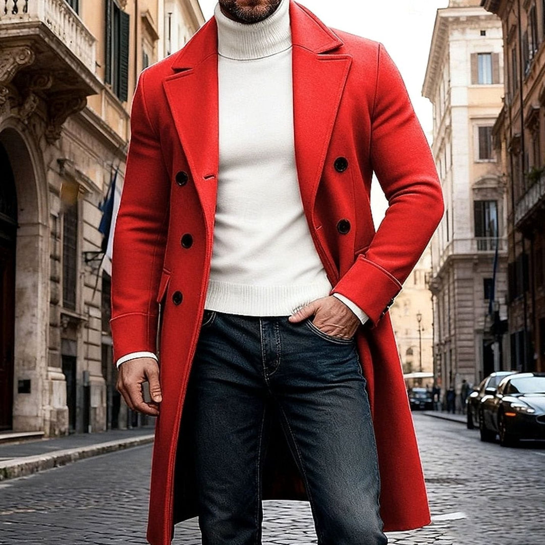 Lång ullrock för herr, dubbelknäppt, tailored fit