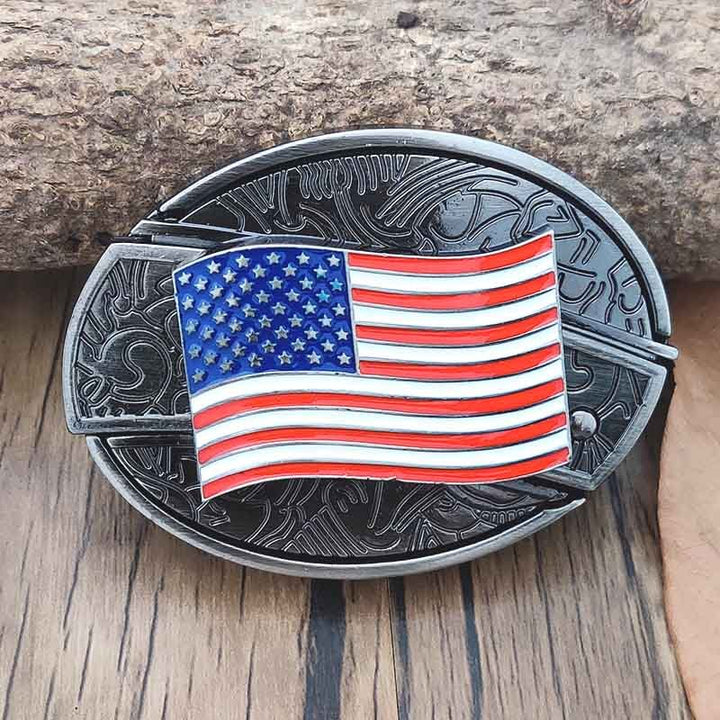 Ovalt metallbälltesspänne i cowboystil