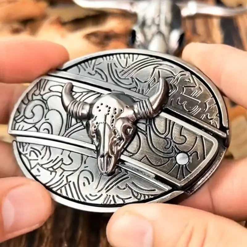 Ovalt metallbälltesspänne i cowboystil