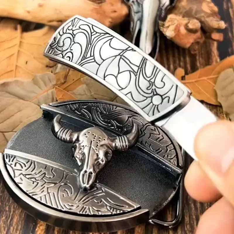 Ovalt metallbälltesspänne i cowboystil