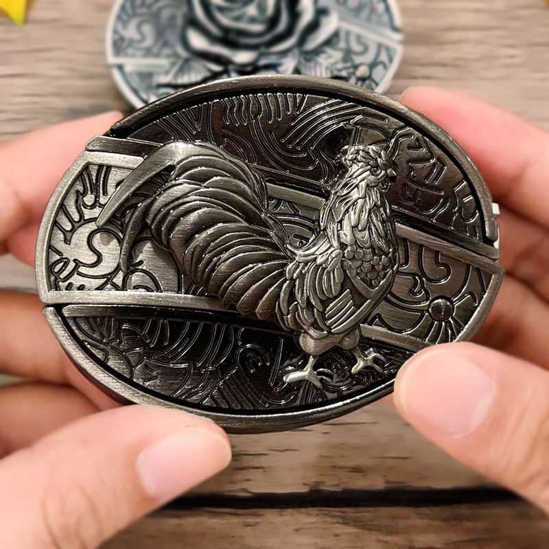 Ovalt metallbälltesspänne i cowboystil