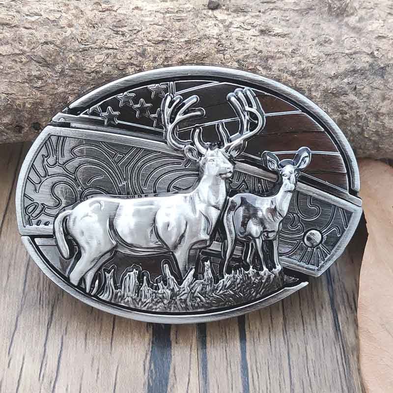 Ovalt metallbälltesspänne i cowboystil