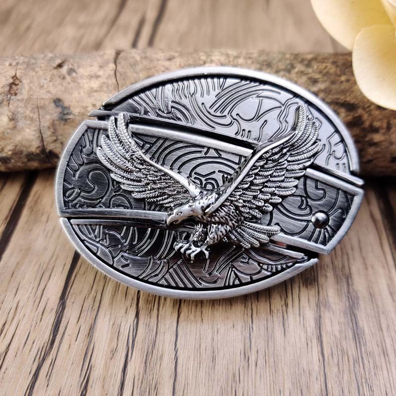 Ovalt metallbälltesspänne i cowboystil