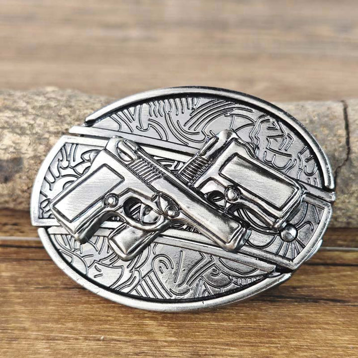 Ovalt metallbälltesspänne i cowboystil