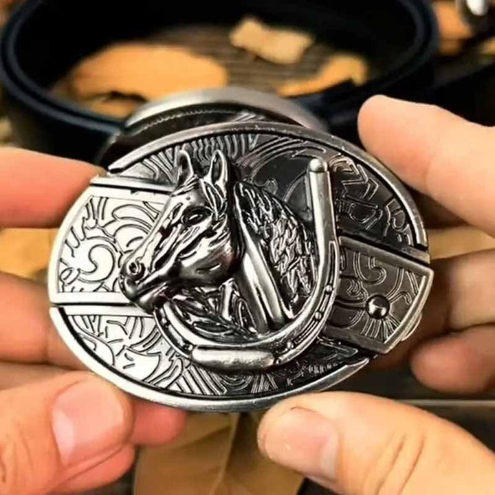 Ovalt metallbälltesspänne i cowboystil