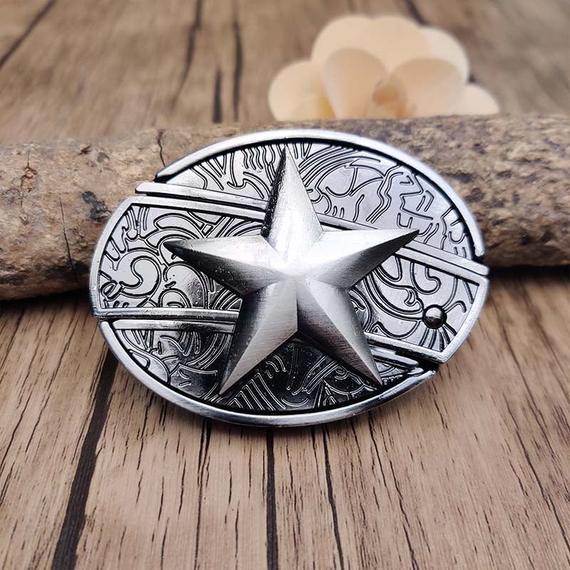Ovalt metallbälltesspänne i cowboystil