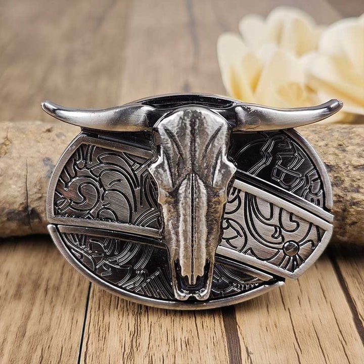 Ovalt metallbälltesspänne i cowboystil