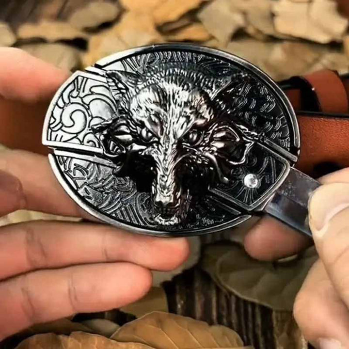 Ovalt metallbälltesspänne i cowboystil