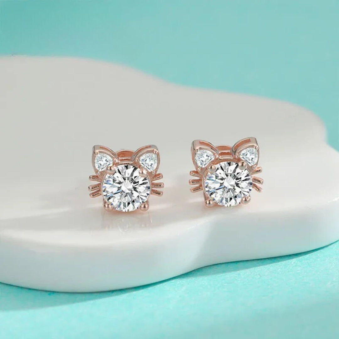Moissanit Roséguld Katt Knoppörhängen i sterlingsilver