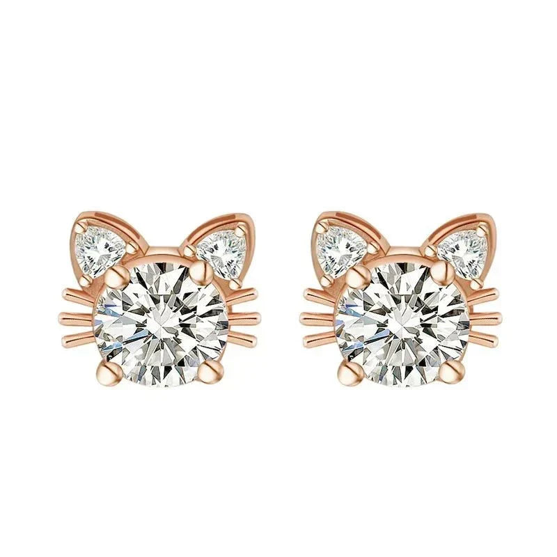 Moissanit Roséguld Katt Knoppörhängen i sterlingsilver