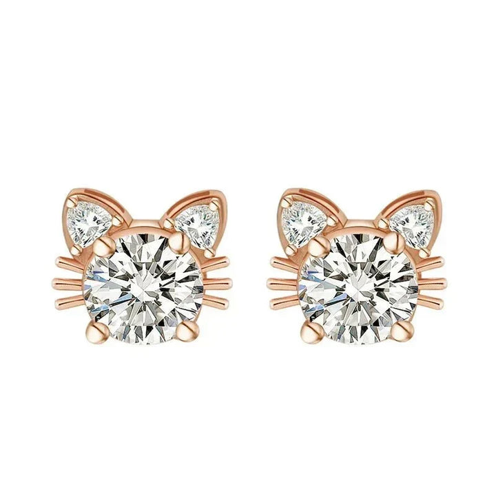 Moissanit Roséguld Katt Knoppörhängen i sterlingsilver