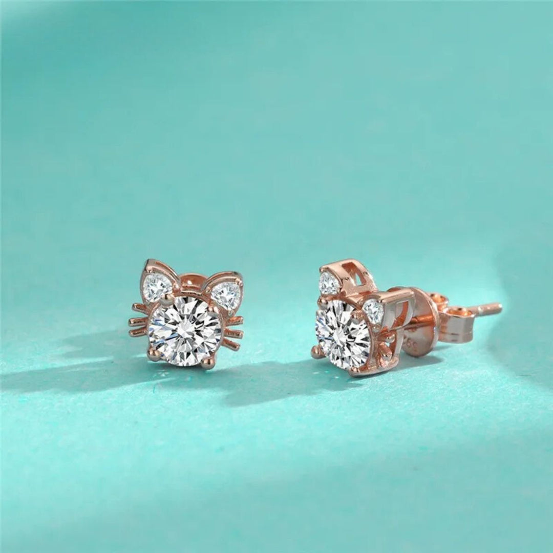 Moissanit Roséguld Katt Knoppörhängen i sterlingsilver