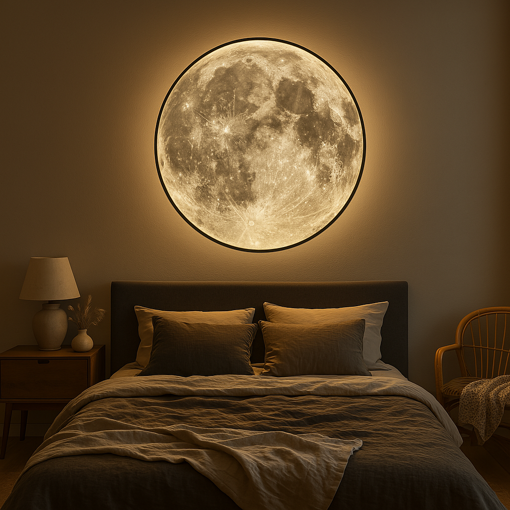 Lunara Moon Vägglampa Visar Realistiska Krater-detaljer och Mjukt LED-ljus