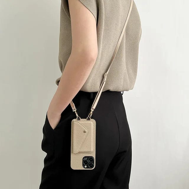 Crossbody-telefonfodral i syntetiskt tyg - med nyckelband och inbyggd korthållare
