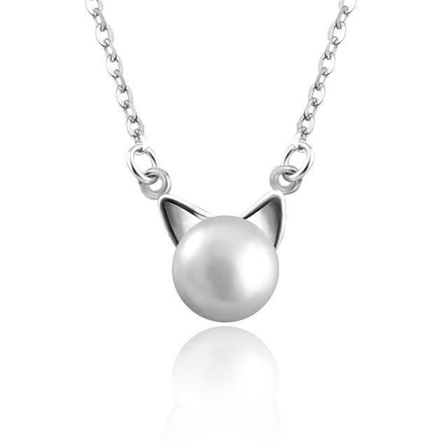 Vackert Pärl Katt Halsband med Bonusörhängen + Ring