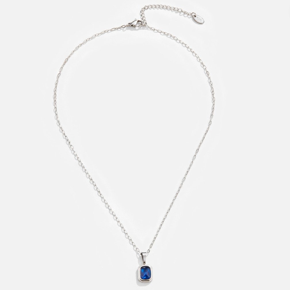 Silverhalsband med havsblått hänge