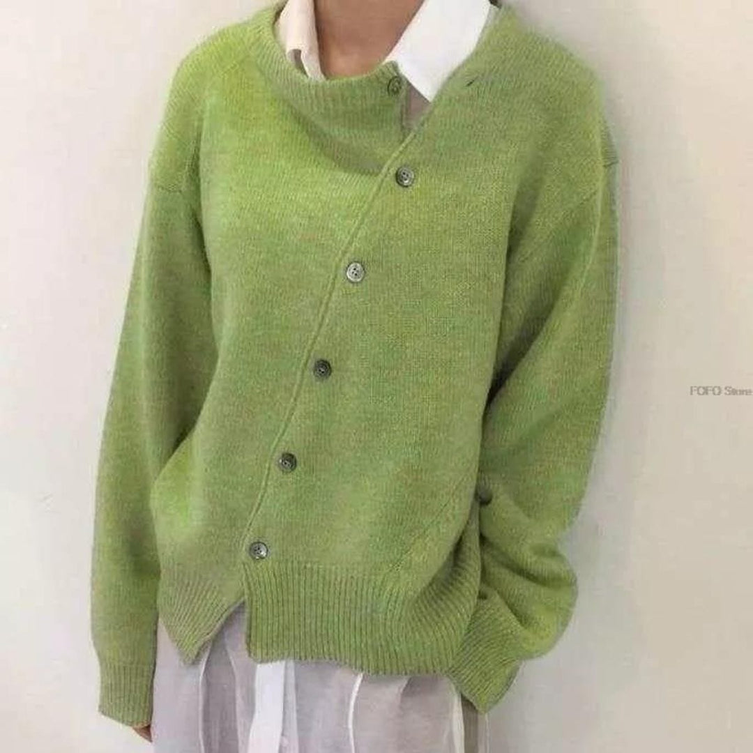 Blød plushfin strikket slå-om cardigan